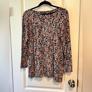 J. Jill Pink and Cream Boxy 3/4 Sleeve Blouse